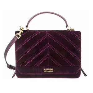 NWOT Aimee Kestenberg Plum Mia Velvet Expandable Satchel Handbag Purse